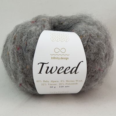 Infinity Design Tweed (1053 темно-серый) 40% бэби альпака, 8% мериносовая шерсть, 32% вискоза, 20% полиамид 50 гр/150 м